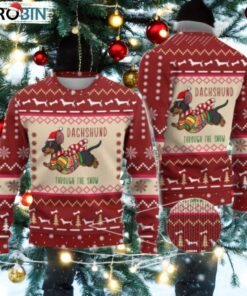 Christmas Dachshund Ugly Sweater, Santa Hat Dog Sweater
