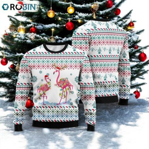Christmas Flamingo Ugly Sweater, Cute Animal Christmas Sweater, Family Ugly Xmas Sweater