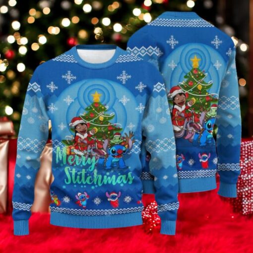 Christmas Lilo And Stitch Ugly Sweater, Merry Stitchmas Shirt, Ohana Family Xmas Sweater, Disneyland Christmas Sweatshirt