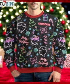 Christmas Neon Lighting Ugly Sweater, Santa Claus Holiday Sweater