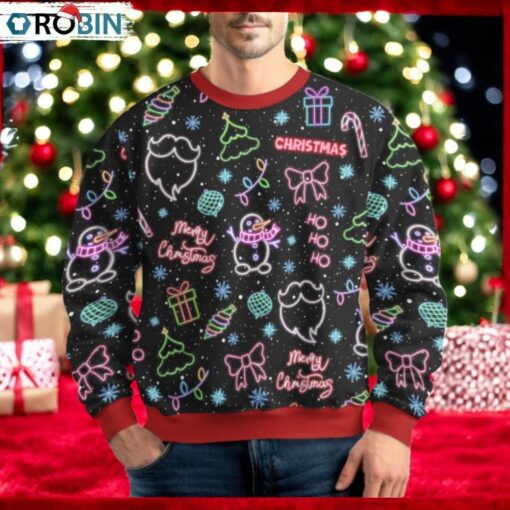 Christmas Neon Lighting Ugly Sweater, Santa Claus Holiday Sweater