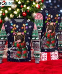 Christmas Pug Dog Ugly Sweater, Dog Lover Holiday Sweater