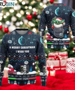 Christmas Star Wars Sweater, Baby Yoda Ugly Christmas Sweater