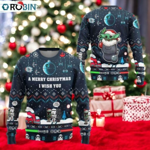 Christmas Star Wars Sweater, Baby Yoda Ugly Christmas Sweater