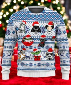 Christmas Star Wars Ugly Sweater, Baby Yoda Santa Holiday Sweater, Mandalorian, Darth Vader And Stormtrooper Shirt