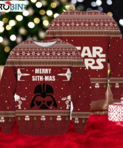 Christmas Star Wars Ugly Sweater, Merry Sith Mas Holiday Sweater