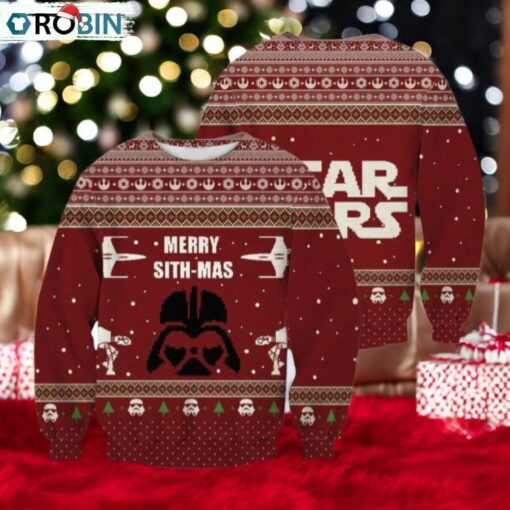 Christmas Star Wars Ugly Sweater, Merry Sith Mas Holiday Sweater