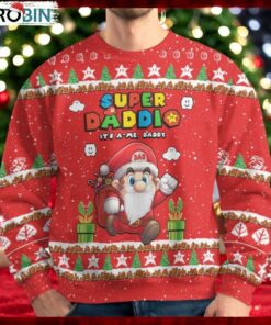 Christmas Super Daddio Ugly Sweater, Super Mario Xmas Sweater