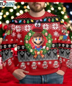 Christmas Super Mario Ugly Sweater, Superhero Christmas Sweatshirt, Retro Video Game Sweater