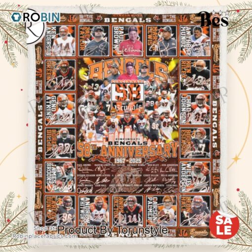 Cincinnati Bengals 58th Anniversary 1967 2025 Fleece Blanket