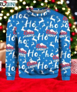 Coors Light Christmas Hohoho Reindeer Pattern Ugly Sweater