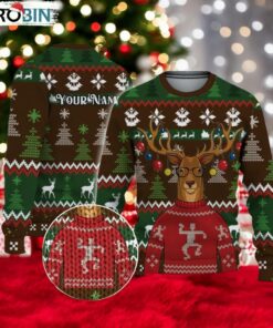 Custom Funny Christmas Holiday Reindeer Office Nerd Ugly Sweater