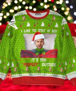 Custom Photo Ugly Christmas Sweater, It’s Too Peopley Outside Shirt, Funny Xmas Sweatshirt, Vintage Movie Crewneck, Gift for Holiday