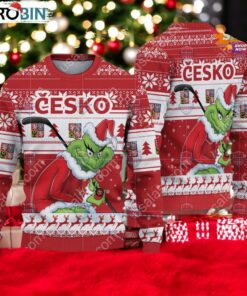 Czech Republic Ice Hockey Team Grinch Hockey Stick Ugly Christmas Sweater