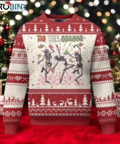 Dancing Skeleton Christmas Ugly Christmas Sweater Tis The Season Retro Boujee Xmas