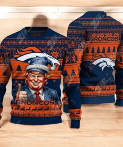 Denver Broncos Christmas Donald Trump Knitted Sweater Denver Broncos Christmas Donald Trump Knitted Sweater