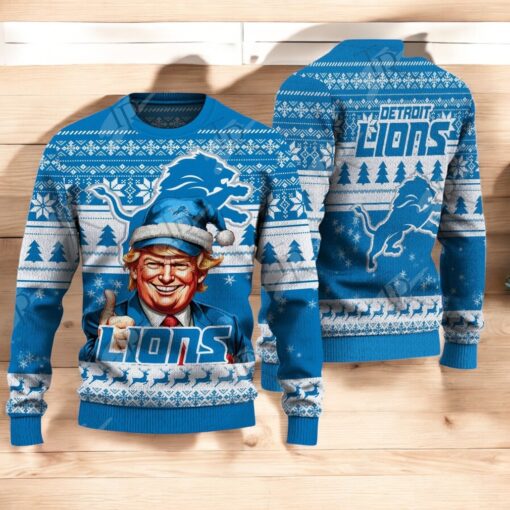 Detroit Lions Christmas Donald Trump Knitted Sweater