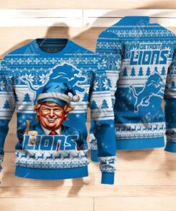 Detroit Lions Christmas Donald Trump Knitted Sweater