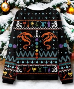 Dnd Dragon Dice Weapon Black Ugly Christmas Sweater