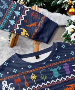 Dnd Dragon Dice Weapon Dark Blue Ugly Christmas Sweater