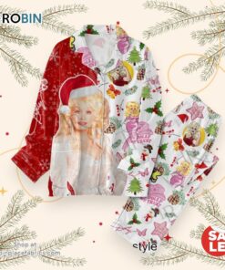 Dolly Parton In Dolly We Trust Merry Christmas Button Down Pajamas Set Dolly Parton In Dolly We Trust Merry Christmas Button Down Pajamas Set