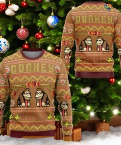 Donkey Kong Family Ugly Christmas Sweater, Sweatshirt, Fun Video Game Holiday Attire
