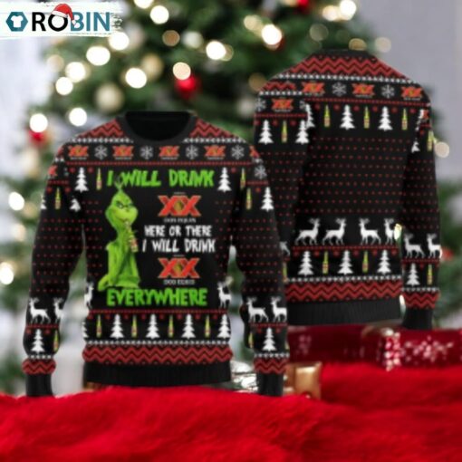Dos Equis Grinch Will Drink Everywhere Ugly Sweater