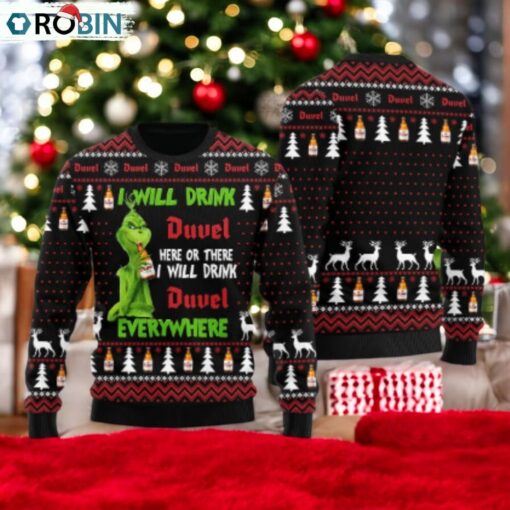 Duvel Grinch Will Drink Everywhere Ugly Sweater