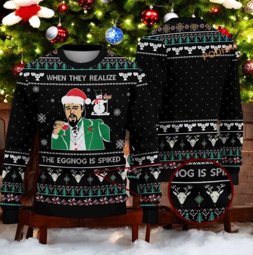 Eggnog Spiked Ugly 3D Christmas Sweater, Funny Christmas Gift Ideas