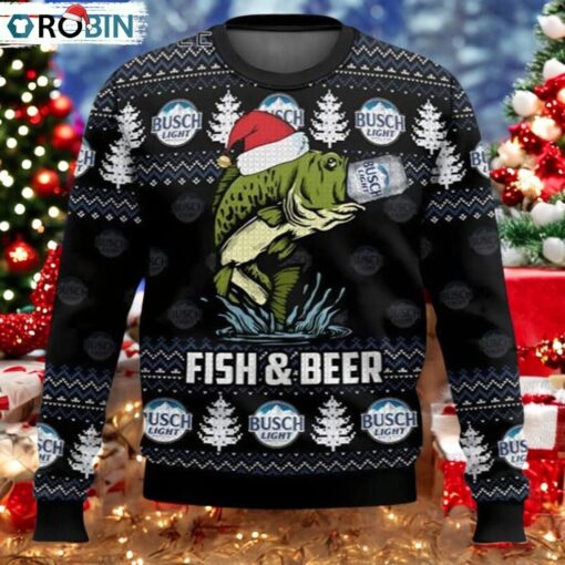 Fish Santa Busch Light Ugly Sweater