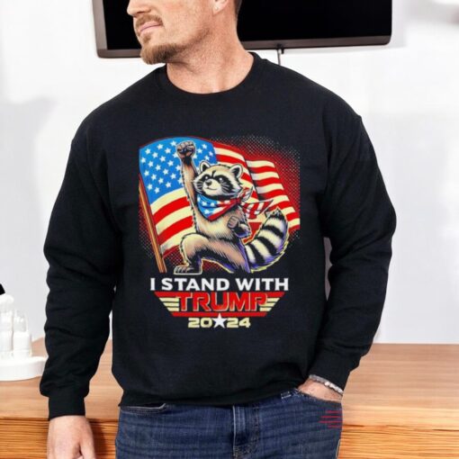 Fist Racoon I Stand With Trump Us Flag Shirt