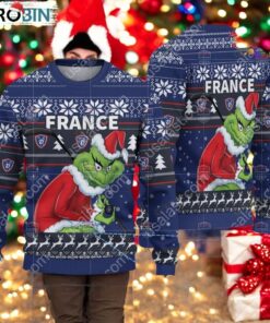 France Ice Hockey Team Grinch Hockey Stick Ugly Christmas Sweater