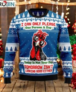 Funny Chicken Blue Christmas Ugly Sweater Funny Chicken Blue Christmas Ugly Sweater