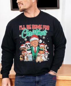 Funny I’ll Be Home For Christmas Santa Funny Trump Xmas Pajamas Shirt