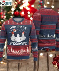 Funny Xmas Ugly Christmas Sweater Chillin With My Snowmies Funny Snowman Friendship