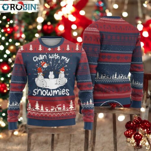 Funny Xmas Ugly Christmas Sweater Chillin With My Snowmies Funny Snowman Friendship