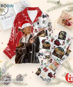 George Strait Merry Christmas Button Down Pajamas Set George Strait Merry Christmas Button Down Pajamas Set