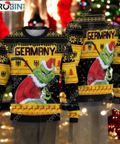 Germany Ice Hockey Team Grinch Hockey Stick Ugly Christmas Sweater
