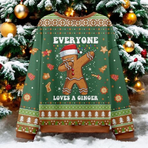 Gingerbread Dabbing Dance Christmas Green Ugly Christmas Sweater