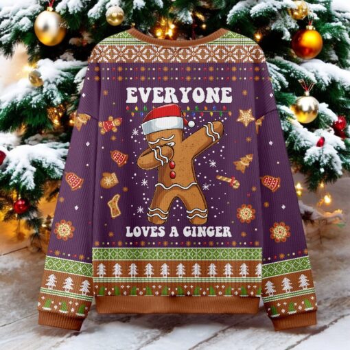 Gingerbread Dabbing Dance Christmas Purple Ugly Christmas Sweater