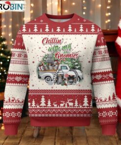 Gnome Christmas Ugly Christmas Sweater Chillin With My Gnomies Xmas Truck