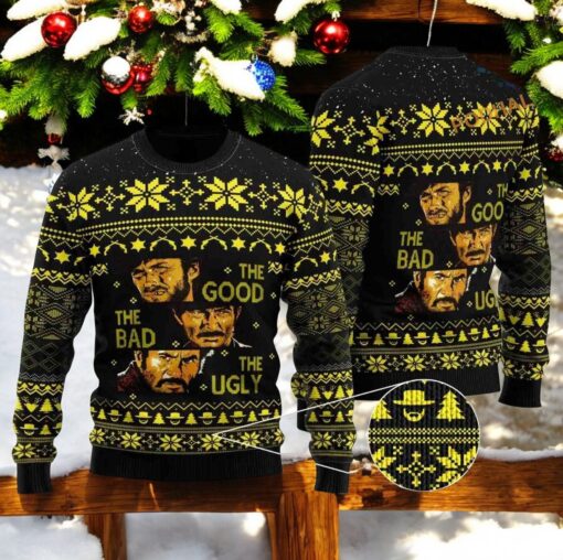 Good Bad Ugly Knitted Christmas 3D Sweater, Family Ugly Christmas Sweater