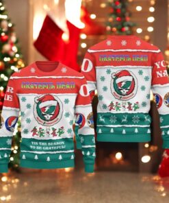 Grateful Dead Tis The Season To Be Grateful Christmas Custom Name Number Ugly Christmas Sweater Gift For Men And Women