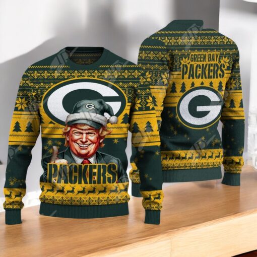 Green Bay Packers Christmas Donald Trump Knitted Sweater