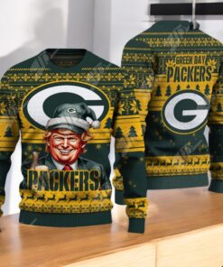 Green Bay Packers Christmas Donald Trump Knitted Sweater Green Bay Packers Christmas Donald Trump Knitted Sweater