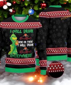 Grinch Drink CrownRoyal 3D Sweater, Funny Sweater
