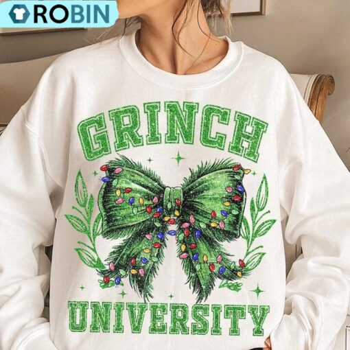 Grinchmas Coquette Bow Sweatshirt, Green Christmas Season Shirt