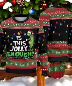 Grinch’s Jolly Mood Ugly Christmas Sweater for a Unique Xmas Party Look