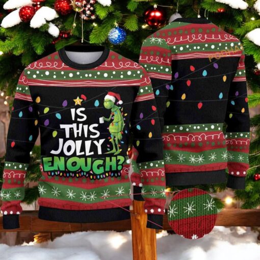 Grinch’s Jolly Mood Ugly Christmas Sweater for a Unique Xmas Party Look