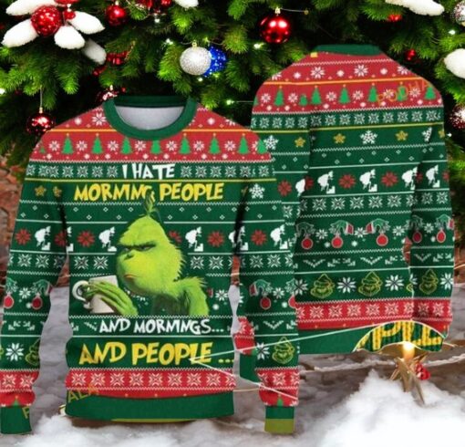 Grinch’s Morning Humbug Ugly Christmas Sweater, Sweatshirt, The Perfect Funny Xmas Gift